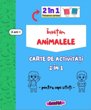Jocuri și Jucării pentru călătorii - Carte de activități 2 In 1 - Învățăm Animalele, 3+