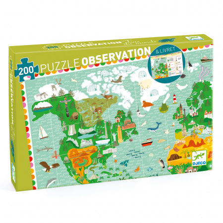 Jocuri mici și Puzzle - Puzzle observatie In jurul lumii, Djeco