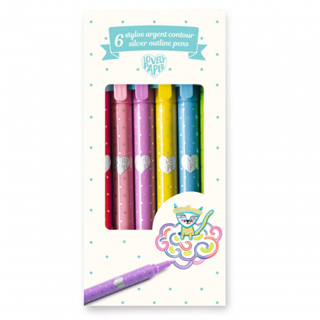 Ceva de colorat - Set 6 carioci contur argintiu, Djeco