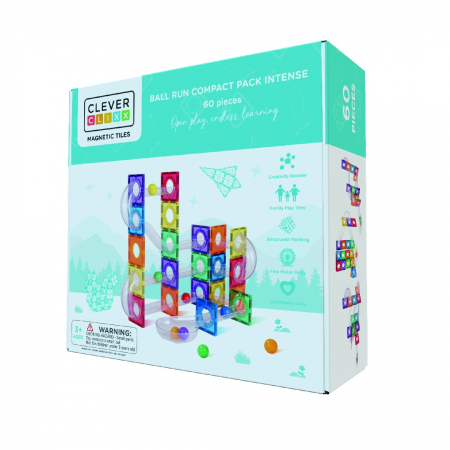 Idei de Cadouri - Set magnetic Circuit cu bile Compact 60 Piese, Cleverclixx