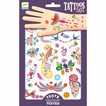 Abtibilduri și tatuaje - tatuaje-pasari-multicolore-djeco