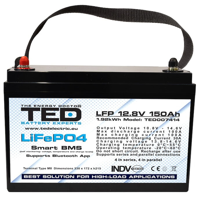 Acumulator LiFePo4 12.8 V, 150 Ah, BMS, bluetooth Ted Electric [3]