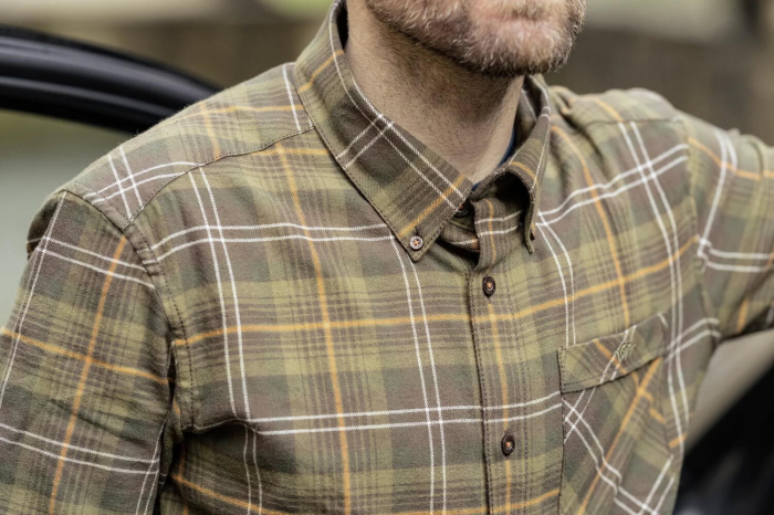 Camasa barbati Blaser Julian Flannel green - orange, maneca lunga [6]
