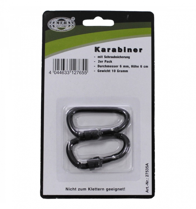 Carabina cu filet, 6 x 6 cm, set 2 bucati negru MFH [2]