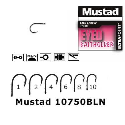 CARLIGE MUSTAD 10750BLN NEGRE, FORJATE, 2 SPINI, NR 8, 10 BUC / PLIC [1]