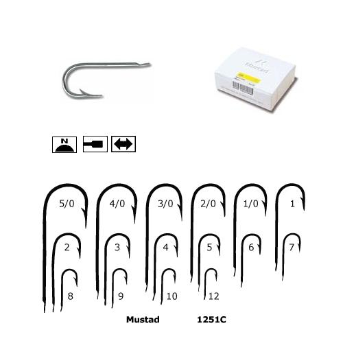 CARLIGE MUSTAD 1251C TIJA LUNGA, ANTICOROZIVE, NR 1/0, 10 BUC / PLIC [1]