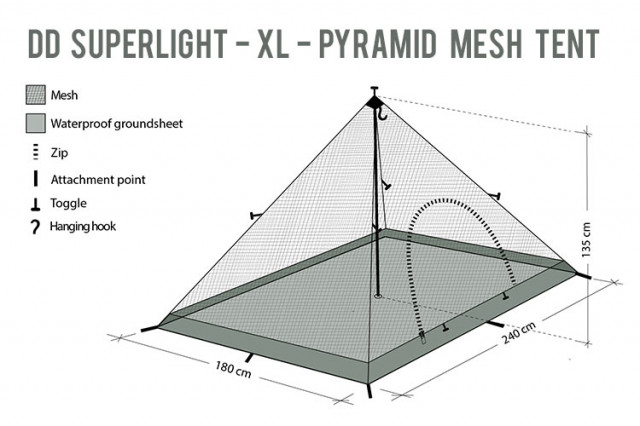Cort DD Hammocks SuperLight Pyramid XL panza anti insecte [7]