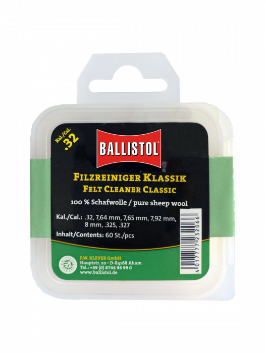 PELETE DIN LANA PENTRU CURATAT TEAVA, BALLISTOL, CAL.8X57/8X64/8X68 60 BUC [1]