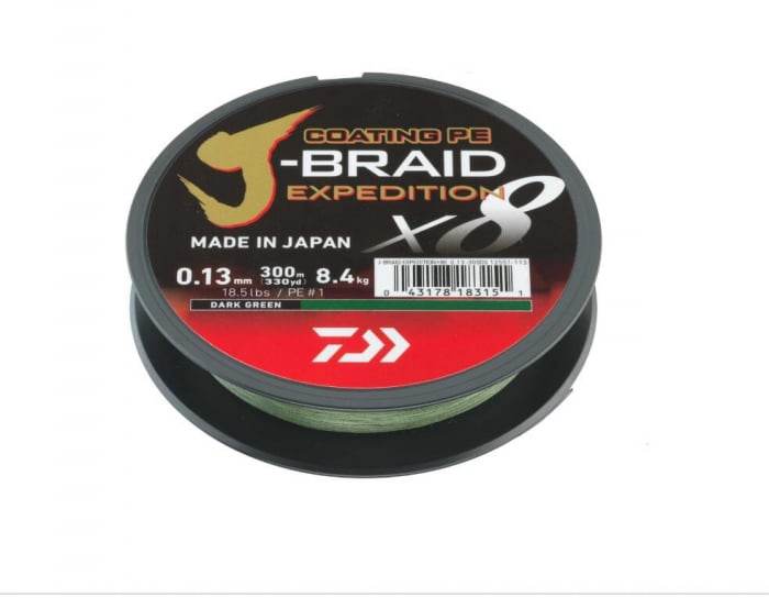 Fir textil Daiwa J-braid Expedition X8E verde 0.20 mm, 16 kg, 300 m [1]