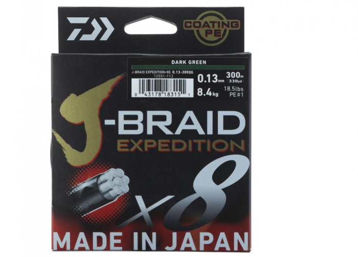 Fir textil Daiwa J-braid Expedition X8E verde 0.22 mm, 19.5 kg, 300 m [2]