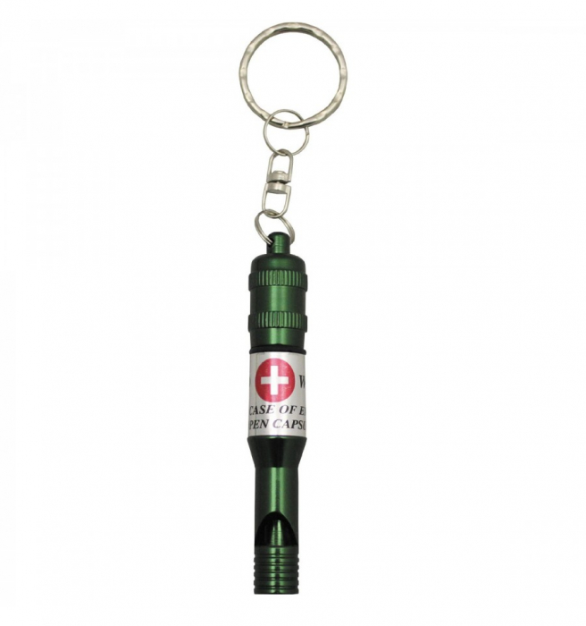 Fluier supravietuire cu inel si ID tag, impermeabil MFH