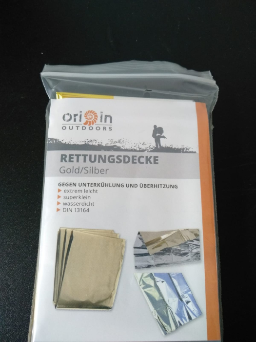 Folie supravietuire, accidente, soc, arsuri, semnalizare aurie - argintie, 210 x 160 cm, 55 grame Origin Outdoors [2]