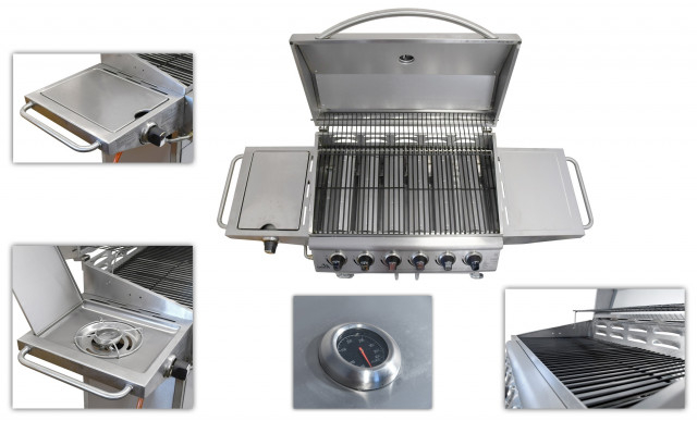 Gratar pe gaz Manhattan Cattara 6+1 arzatoare Inox [5]