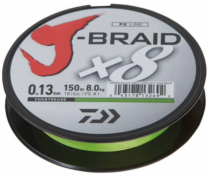 FIR TEXTIL DAIWA J-BRAID X8 CHARTREUSE 010MM/6,0KG/150M [2]