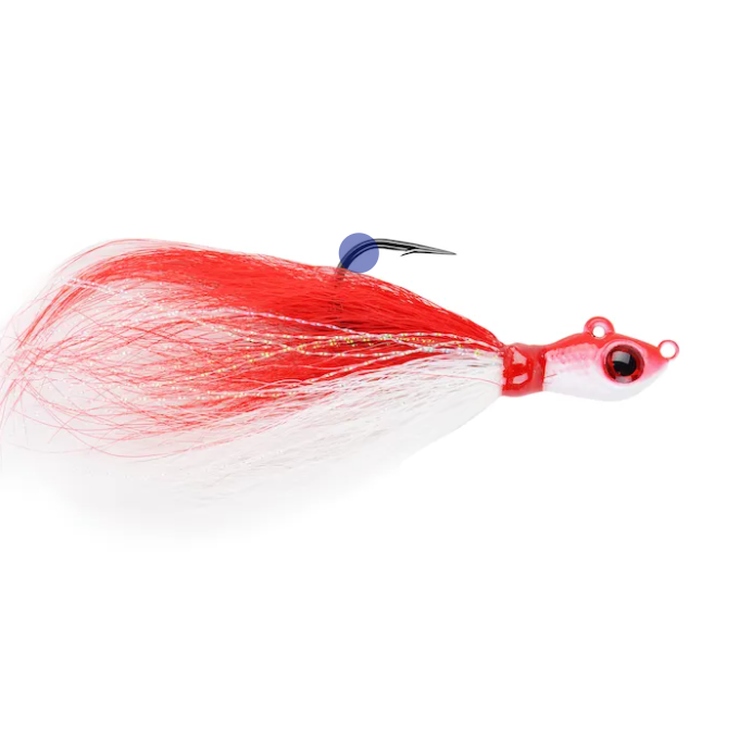 JIG MUSTAD BIG EYE BUCKTAIL RED WHITE CRYSTAL FLASH, NR 3/0, 10 GRAME [1]