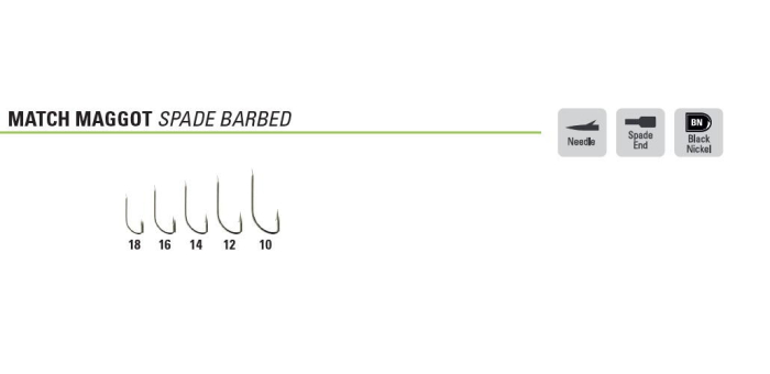Carlige Mustad Match Maggot spade barbed, 15 buc / plic [2]