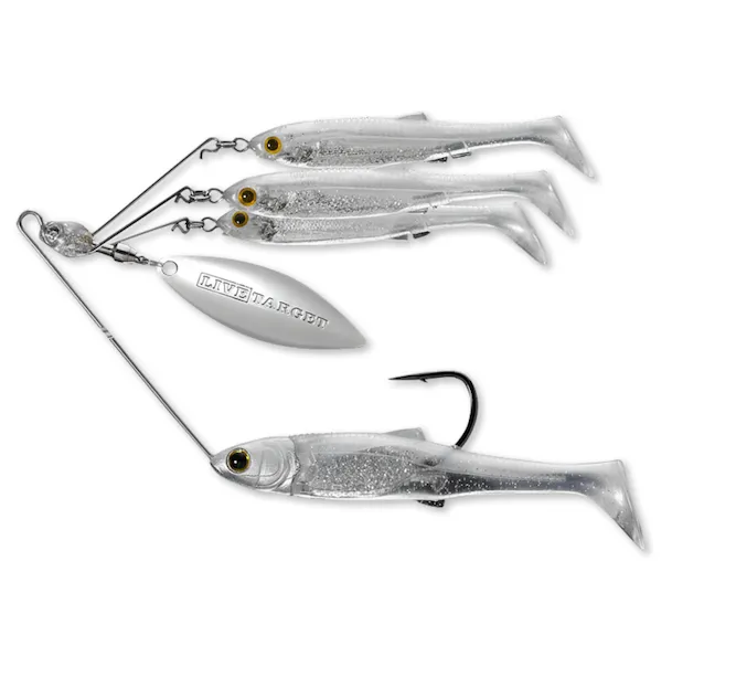 SPINNERBAIT LIVE TARGET MINNOW RI G,SMALL, 11 G, PEARL WHITE, SILVER [1]