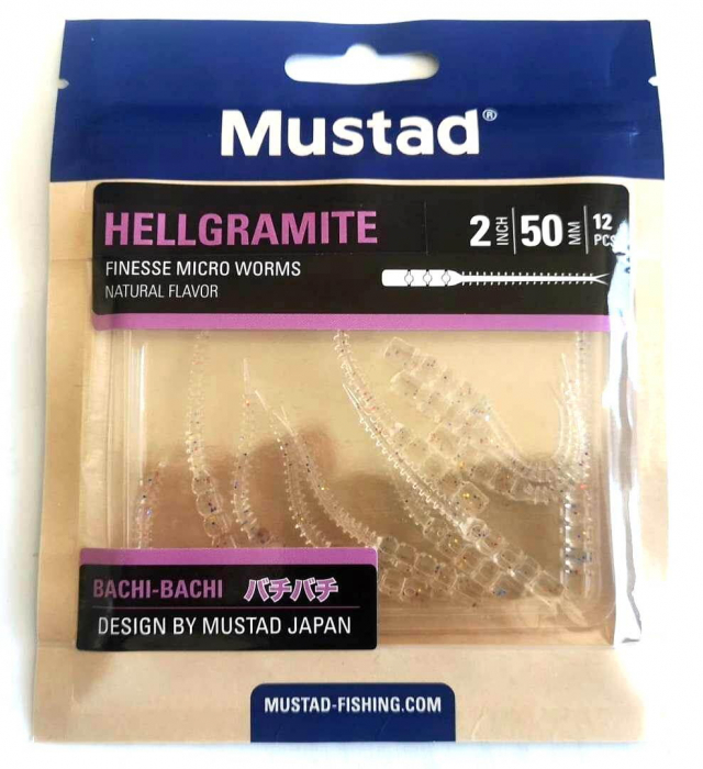 GRUB MUSTAD AJI MICRO BACHI 5 CM CLEAR PURPLE GLITTER 12 BUC / PLIC [3]