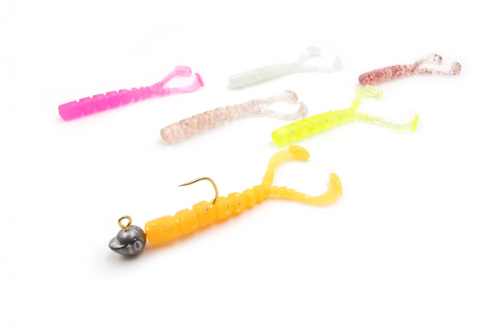 GRUB MUSTAD AJI MICRO CHIKI 4,3 CM CLEAR RED GLITTER, 12 BUC / PLIC [2]