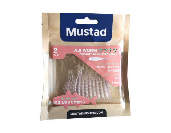 GRUB MUSTAD AJI MICRO NAF 5 CM UV CLEAR/PURPLE GLITTER, 10 BUC / PLIC [2]