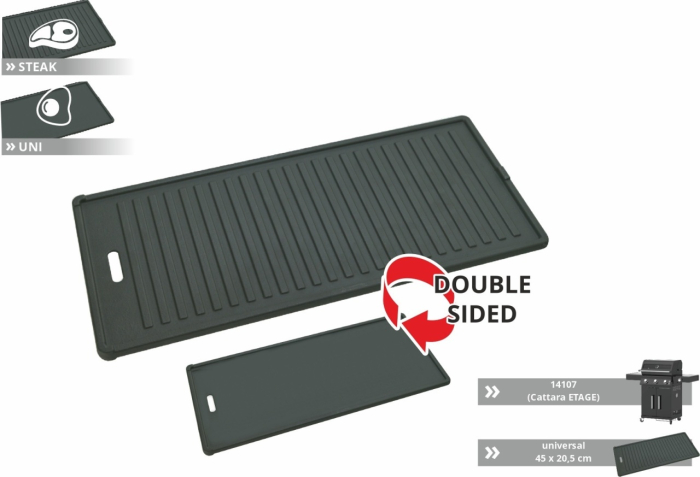 Plita fonta cu doua fete neteda si striata Cattara ETAGE 450x205mm [4]