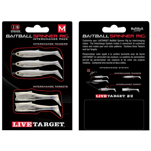 SET DE REZERVA LIVE TARGET PENTRU BAITBALL SPINNER RIG MEDIUM PEARL 855 WHITE/SILVER [1]
