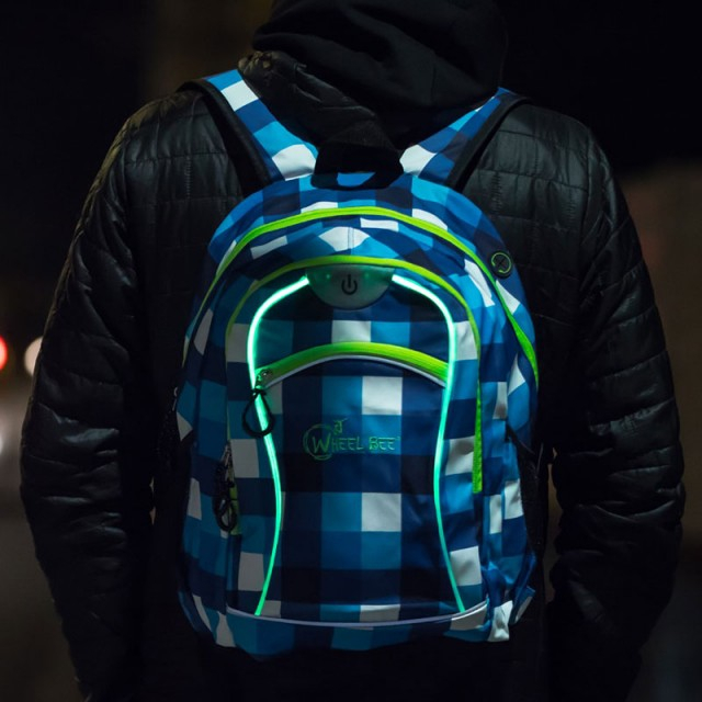 Rucsac Wheel Bee Night Vision albastru/alb cu LED - [3]