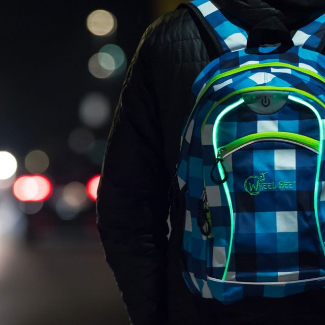 Rucsac Wheel Bee Night Vision albastru/alb cu LED - [2]