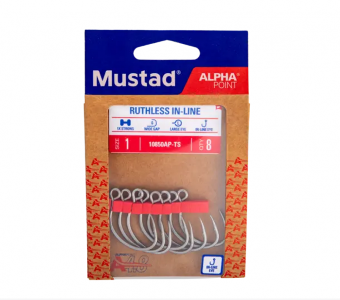 Carlige Mustad ruthless in-line cu ochet, nr 1, 8 buc / plic [3]