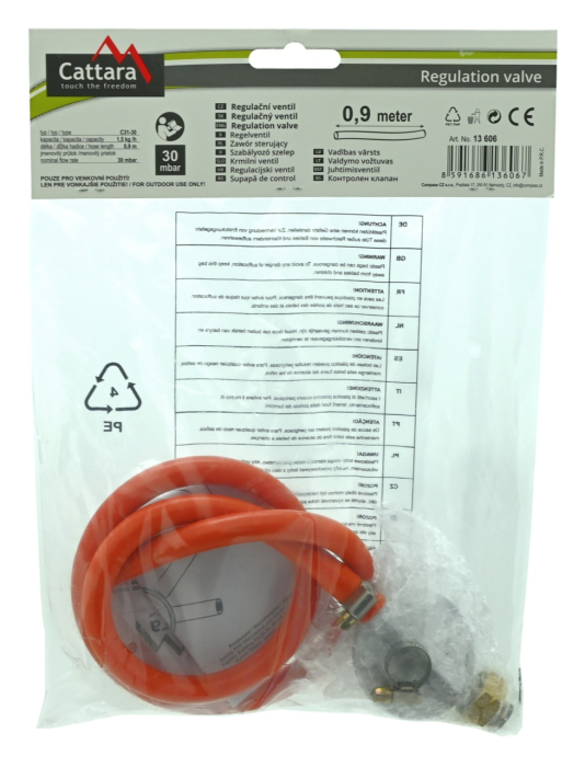 Set regulator de gaz 30mbar cu furtun 0.9m Cattara EN16129 [5]
