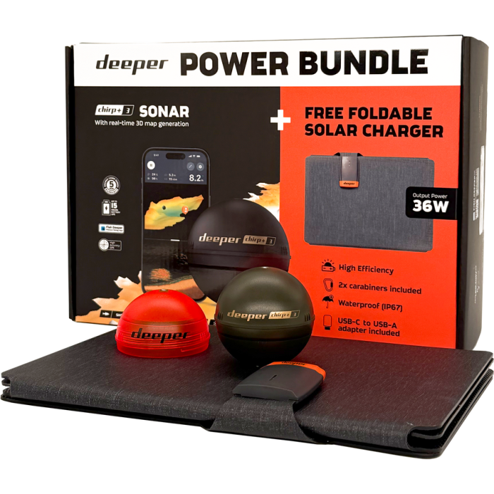 Sonar Deeper Smart Chirp+ 3.0 Power Bundle cu incarcator solar [1]