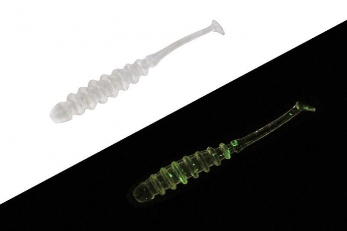 SHAD JACKALL TIDEBEAT 1,5 INCH CLEAR GLOW CRUSH 10 BUC / PLIC [1]