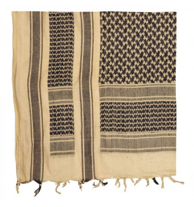 Shemagh negru crem esarfa arab, 115 x 110 cm, 100% bumbac MFH [2]