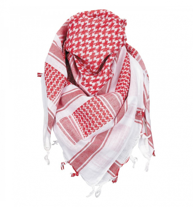 Shemagh rosu alb esarfa arab, 115 x 110 cm, 100% bumbac MFH