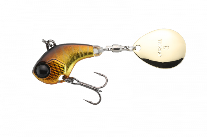 SPINNERTAIL JACKALL DERACOUP 3/8 OZ SILVER POWDER GOLD BLACK [1]