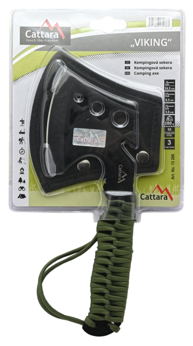 Toporisca multifunctionala Cattara Viking 24 cm cu chei, paracord, teaca [6]