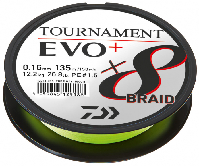 FIR TEXTIL DAIWA TOURNAMENT 8X BRAID EVO+ CHARTREUSE 014MM/10,2KG/135M [1]