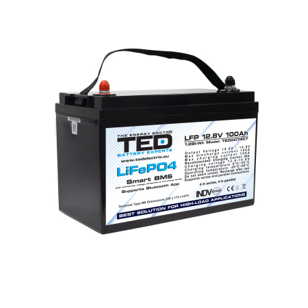 Baterii, acumulatori, accesorii - Acumulator LiFePo4 12.8 V, 100 Ah, BMS, bluetooth Ted Electric
