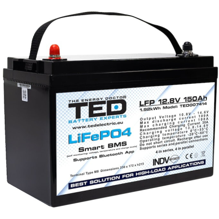 Baterii, acumulatori, accesorii - Acumulator LiFePo4 12.8 V, 150 Ah, BMS, bluetooth Ted Electric