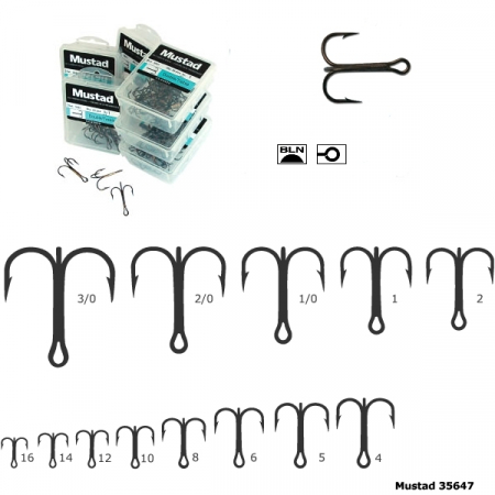 Ancore pescuit rapitori - ANCORA TRIPLA MUSTAD 35647BLN, NR 10, 25 BUC / PLIC