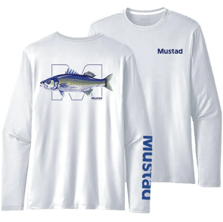 Hanorace, pulovere, bluze - Bluza Mustad Seabass white cu protectie UV