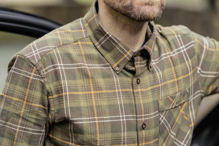 Camasa barbati Blaser Julian Flannel green - orange, maneca lunga [5]