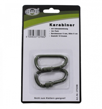 Carabina cu filet, 6 x 6 cm, set 2 bucati verde MFH [1]