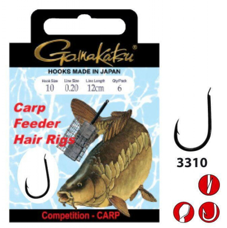 Carlige crap - CARLIGE GAMAKATSU CARP HAIR 3310B 0,20MM, 10 BUC / PLIC, NR 10