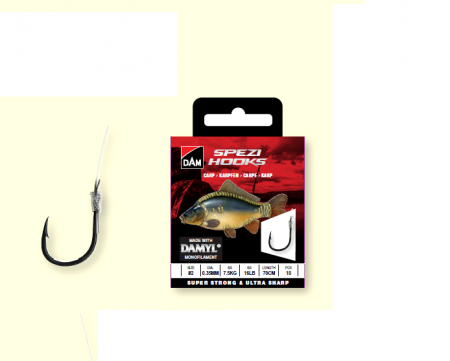 Carlige pescuit stationar - CARLIGE LEGATE DAM SPEZI CRAP NR.6 0,30MM 70CM 10BUC/PLIC