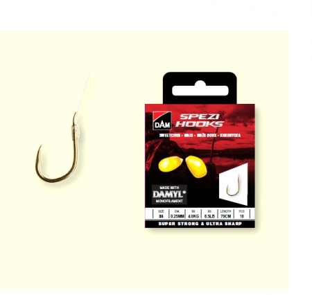 Carlige pescuit stationar - CARLIGE LEGATE DAM SPEZI PORUMB NR.6 0,22MM 70CM 10BUC/PLIC