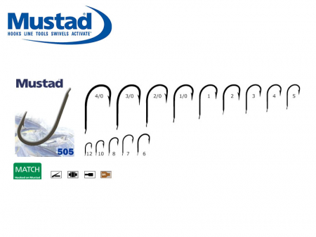 Carlige pescuit stationar - CARLIGE MUSTAD NEGRU MAT REVERS, NR 4, 10 BUC / PLIC