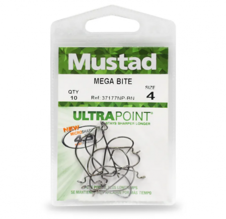 CARLIGE OFFSET MUSTAD MEGA BITE, NR 1/0, 7 BUC / PLIC [3]