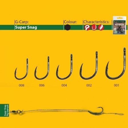 SPORTURI - CARLIGE FORJATE GAMAKATSU G-CARP SNAG BLACK, NR 4, 10 BUC / PLIC