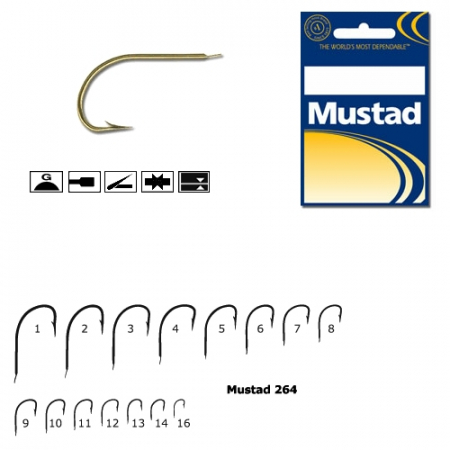 SPORTURI - CARLIGE AURII MUSTAD, REVERS, TIJA SCURTA, NR 8, 10 BUC / PLIC
